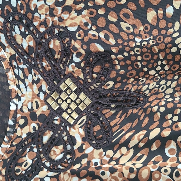 Brandon Thomas Leopard Print 3/4 Sleeve Size S Blouse Shirt EUC Work or Play - Picture 2 of 5